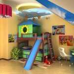 letto a soppalco per bambini con scivolo luminoso