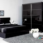 interno della camera da letto in bianco e nero