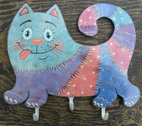 appendiabiti da parete a forma di gatto