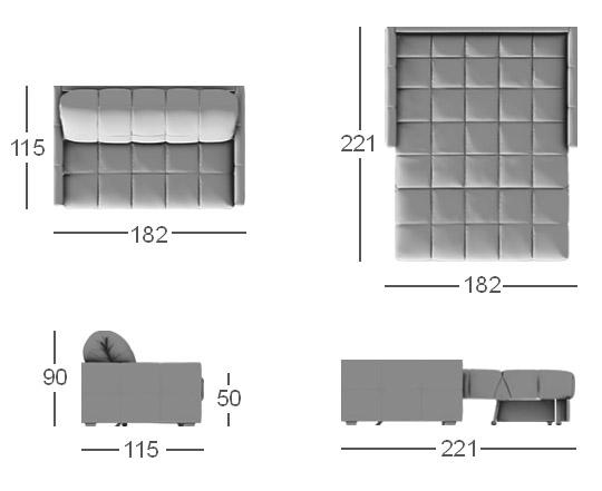 diagramma del divano dritto