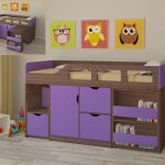 Letto per bambini dai 3 anni in su Astra 8 rovere shamoni viola