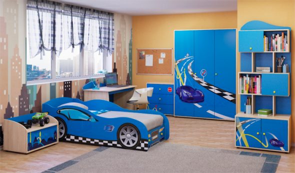 Mobili per bambini per un ragazzo a fiori blu