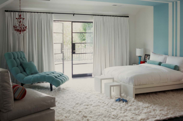 design della camera da letto bianco blu