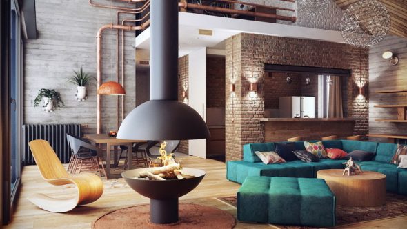 divano loft turchese