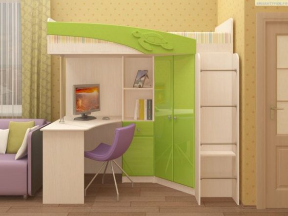 letto a soppalco per bambini a forma di delfino