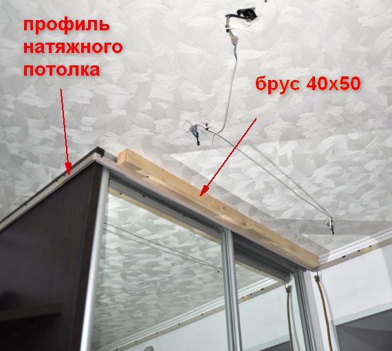 feszített mennyezet egy tolószekrényen