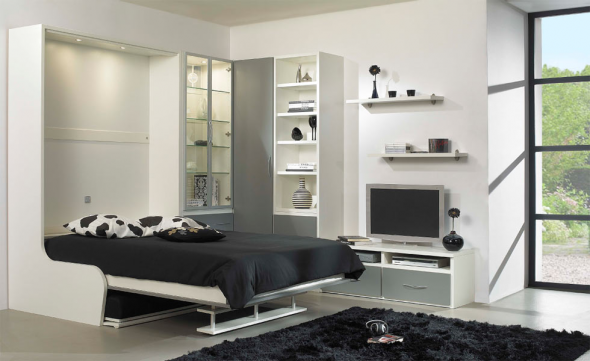 letto pieghevole bianco e nero