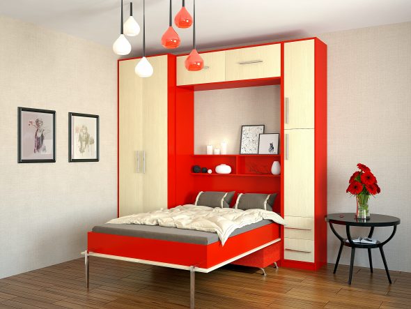 letto pieghevole rosso