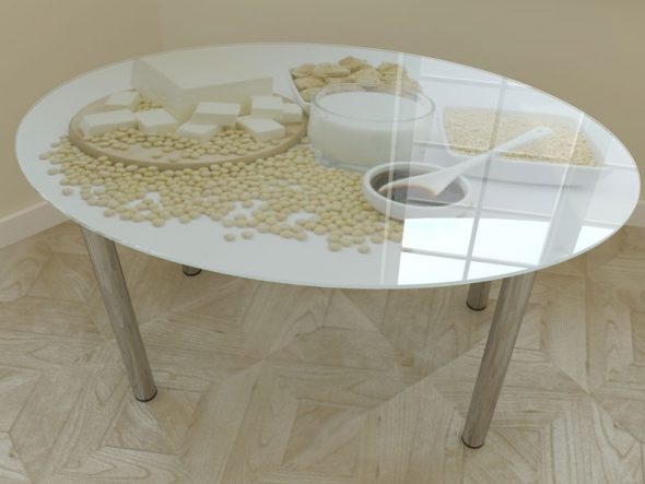 tavolo da cucina con foto di vetro