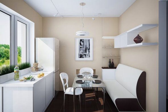 Progetto cucina 14 mq con divano