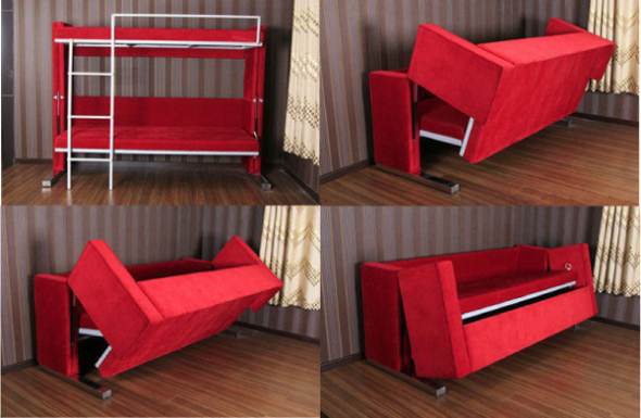 Letto a castello rosso trasformatore