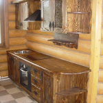 Set da cucina in pino massello invecchiato artificialmente