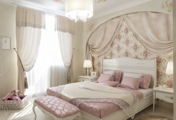 letto in camera da letto provenzale