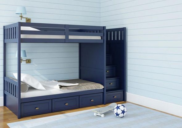 letto a castello blu