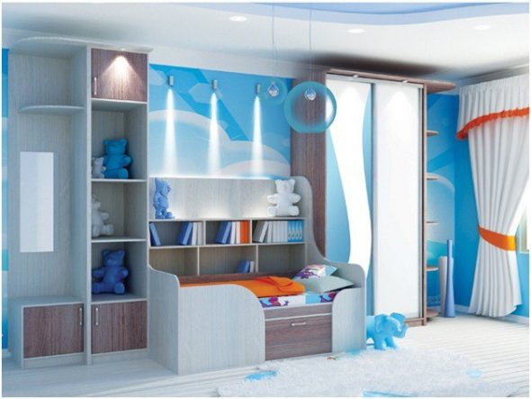 armadio per bambini con culla