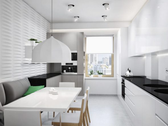divano in cucina in stile minimalista