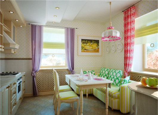 progetto di cucina con divano in stile country