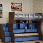 letto a castello con scaffali