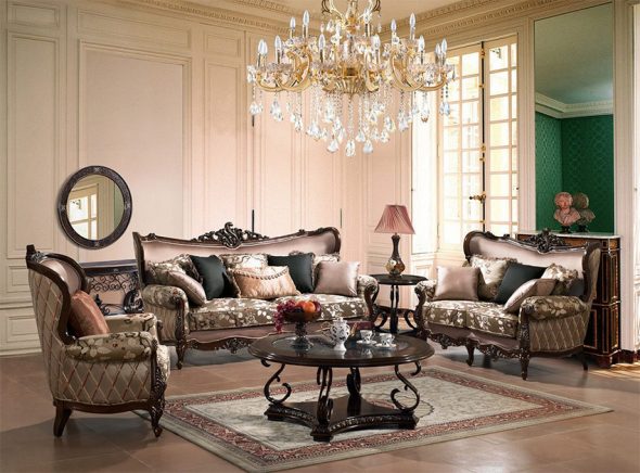 poltrona con divano in stile inglese