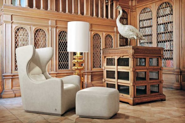 sedia inglese con pouf
