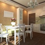 cucina con divano a righe verdi
