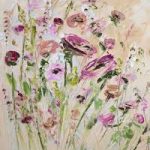 pittura a olio volumetrica a rilievo di impasto fiori