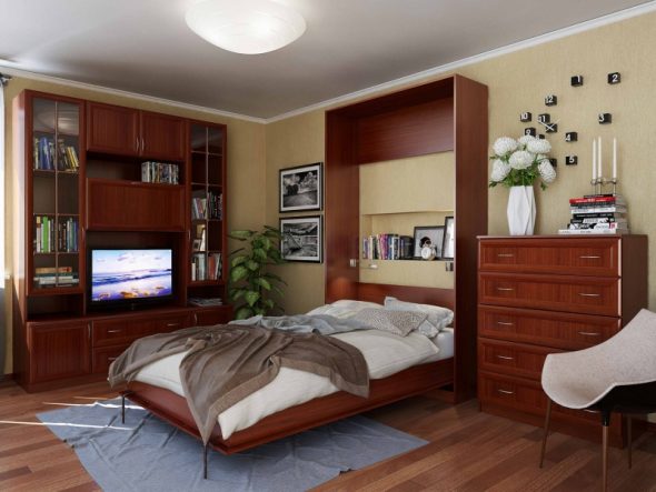 armadio letto in legno
