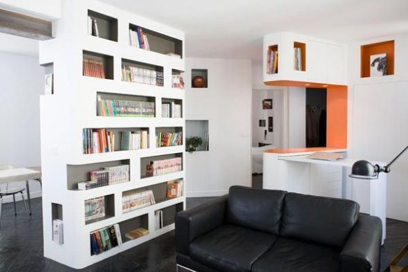 progetto soggiorno con libreria