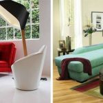 Divano colorato in un interno neutro