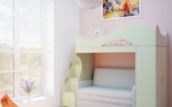 Letto a soppalco per bambini con divano Divanno