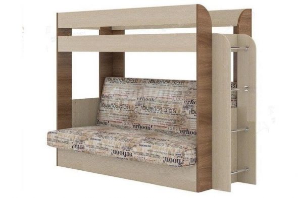Letto a castello con divano di colore chiaro