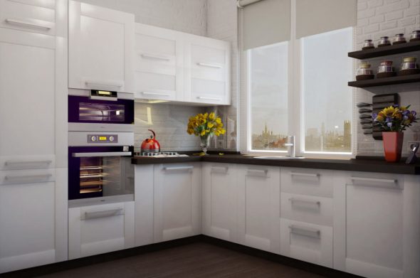 cucina angolare bianca
