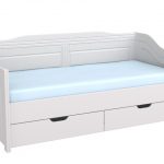 Divano letto Bailey con cassetti, bianco cerato