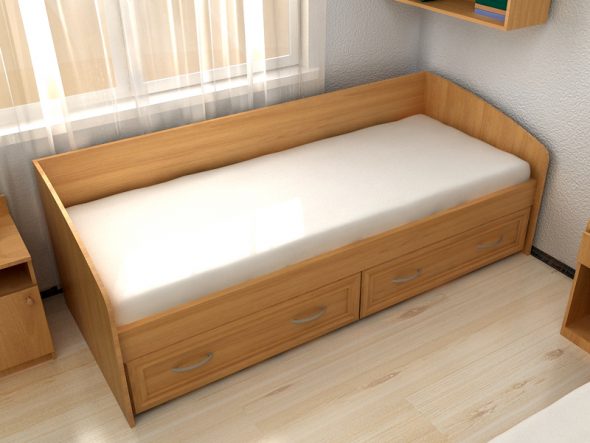Letto singolo 80 cm, con 2 cassetti