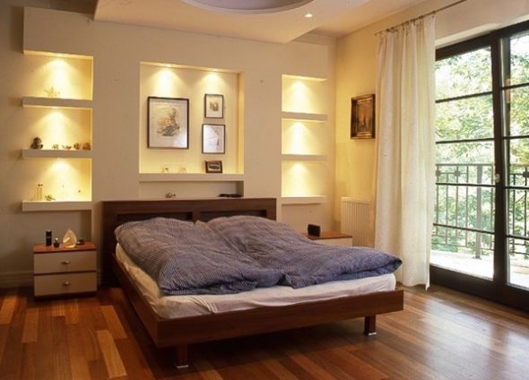 progettazione della camera da letto con nicchia