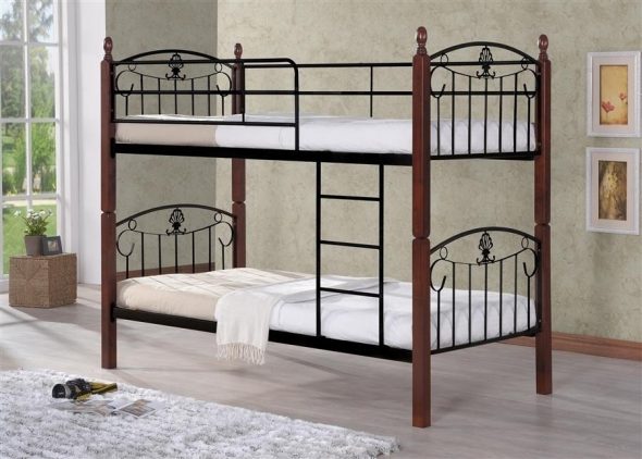 letto a castello 203 ds 90x200 noce scuro