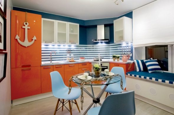 cucina angolare in stile marino