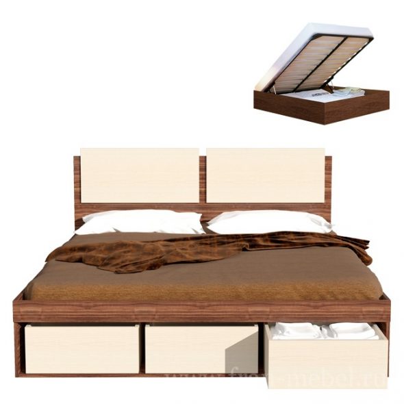 Letto matrimoniale Art-Sit con cassetti per la biancheria