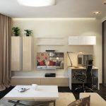 Interni di design di un monolocale per una giovane coppia