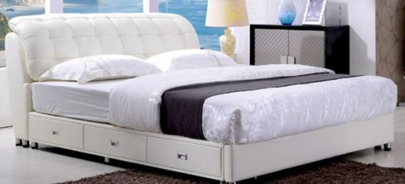 Letto matrimoniale con cassetti bianco