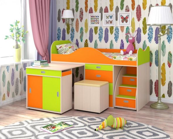 letto a soppalco con tavolo