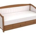 Divano letto con cassetto estraibile in colori chiari