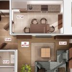 Disposizione di un monolocale con cucina-studio