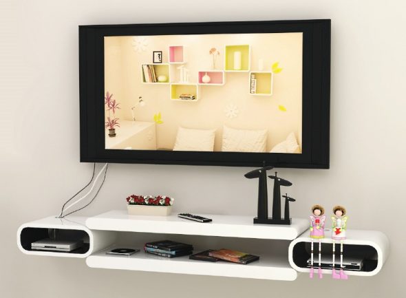 mensola porta tv bianca