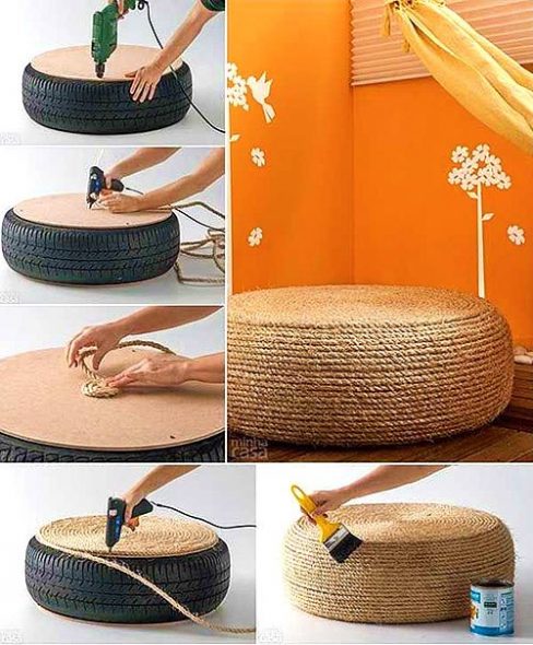 realizziamo un pouf da uno pneumatico