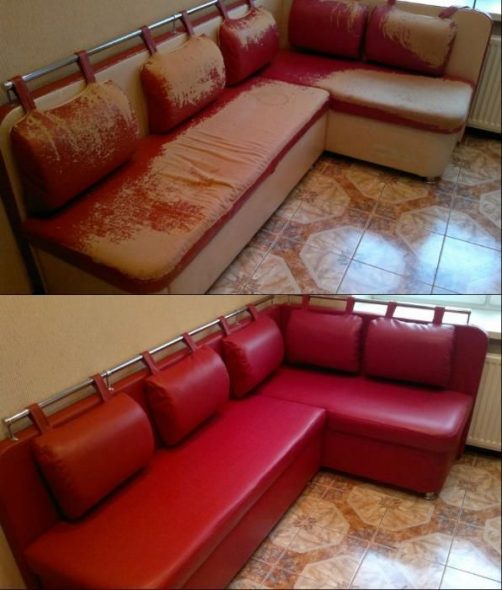 angolo cucina rosso prima e dopo il rivestimento