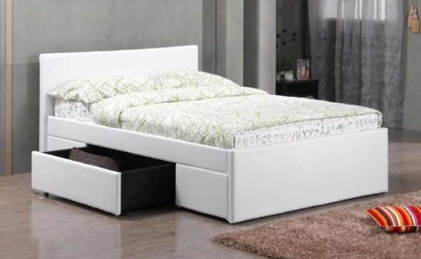 letto matrimoniale bianco con cassetti contenitore