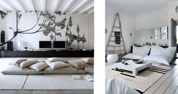 Cuscini bianchi all'interno