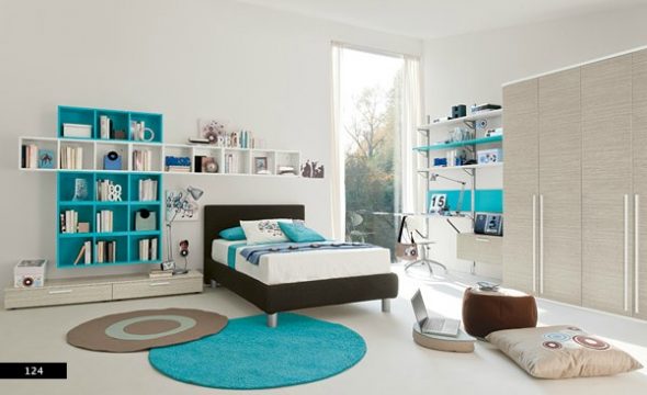 Colore turchese all'interno della cameretta dei bambini