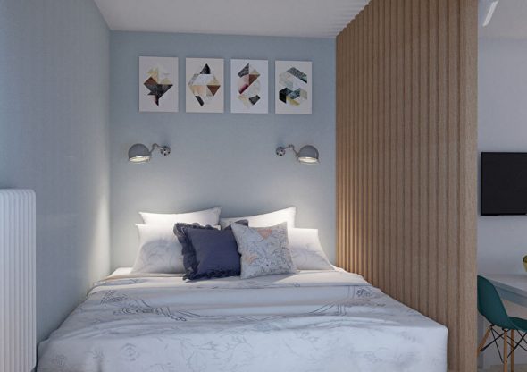Design minimalista per una piccola camera da letto